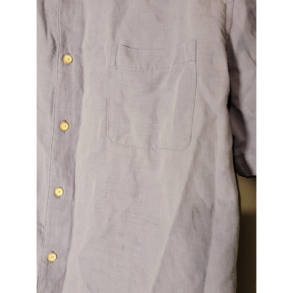 Tasso Elba Island XXL Purple Silk Linen Shirt Short Sleeve Button Down - Picture 6 of 6